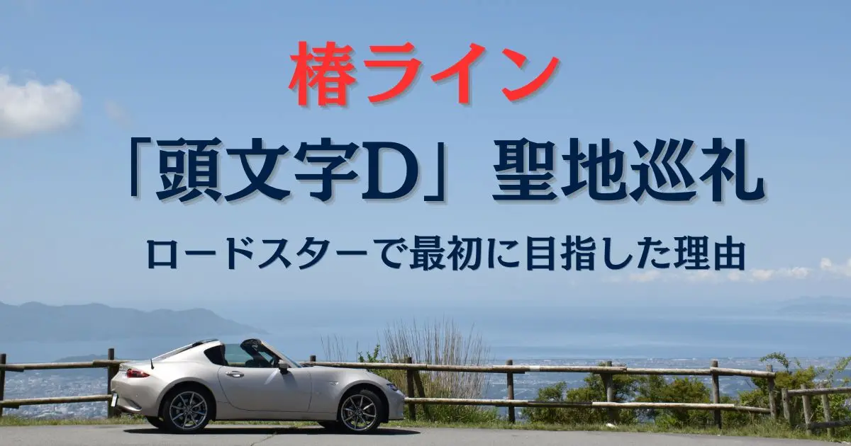 芦ノ湖スカイラインからの眺望写真に「椿ライン「頭文字D」聖地巡礼｜僕がロードスターで最初に目指した理由」とキャプション
